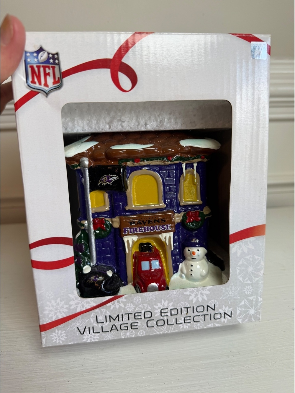 NFL Ravens Christmas Firehouse Engine #9 Ceramic Village Forever Collection